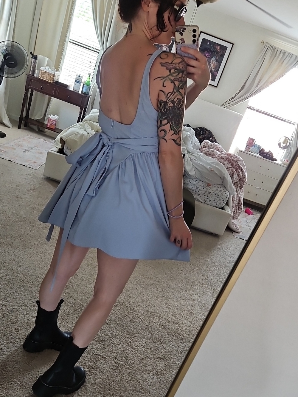 Light Blue Sleeveless Dress Bow